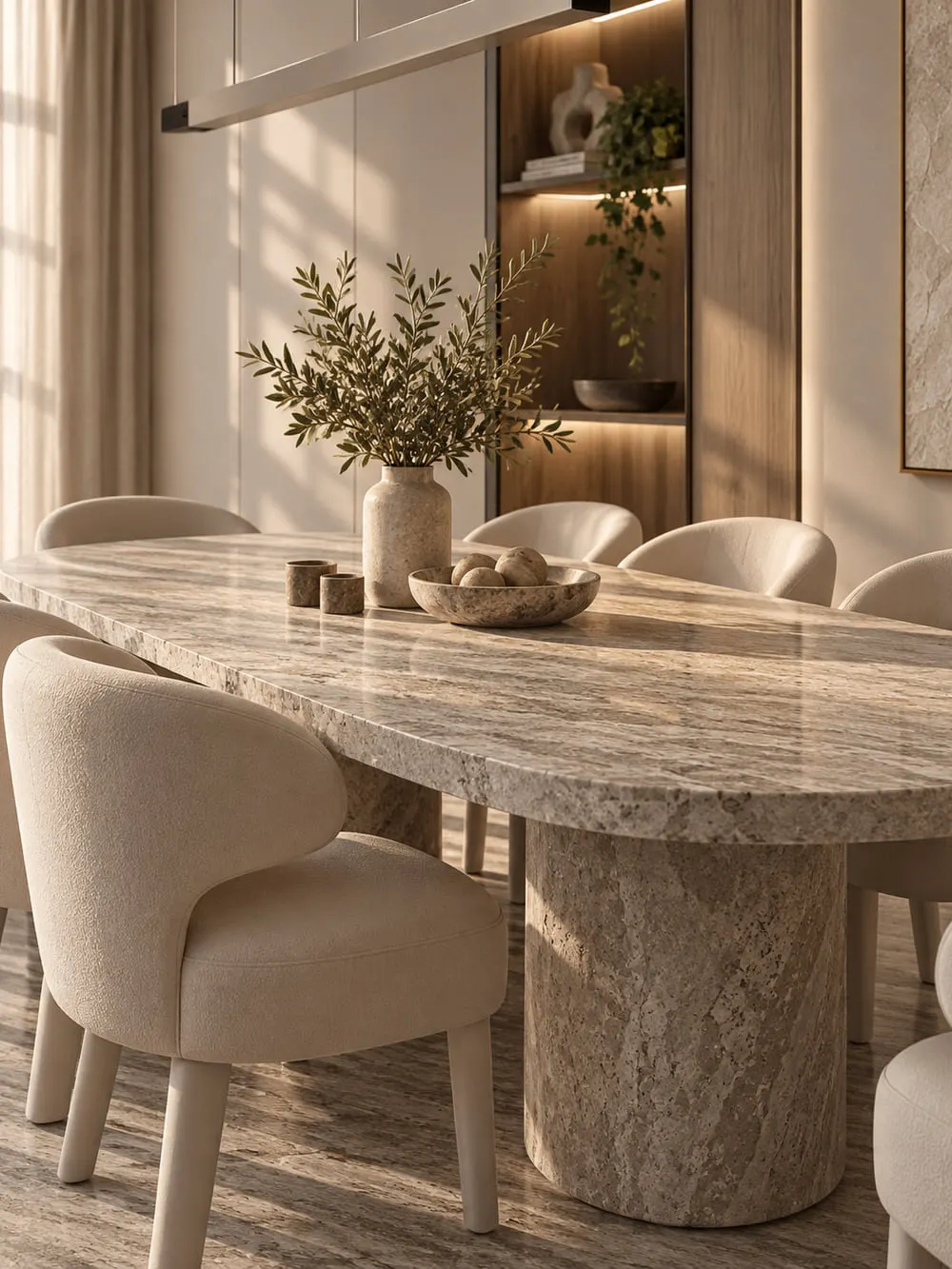 Dining room in stone and timber
