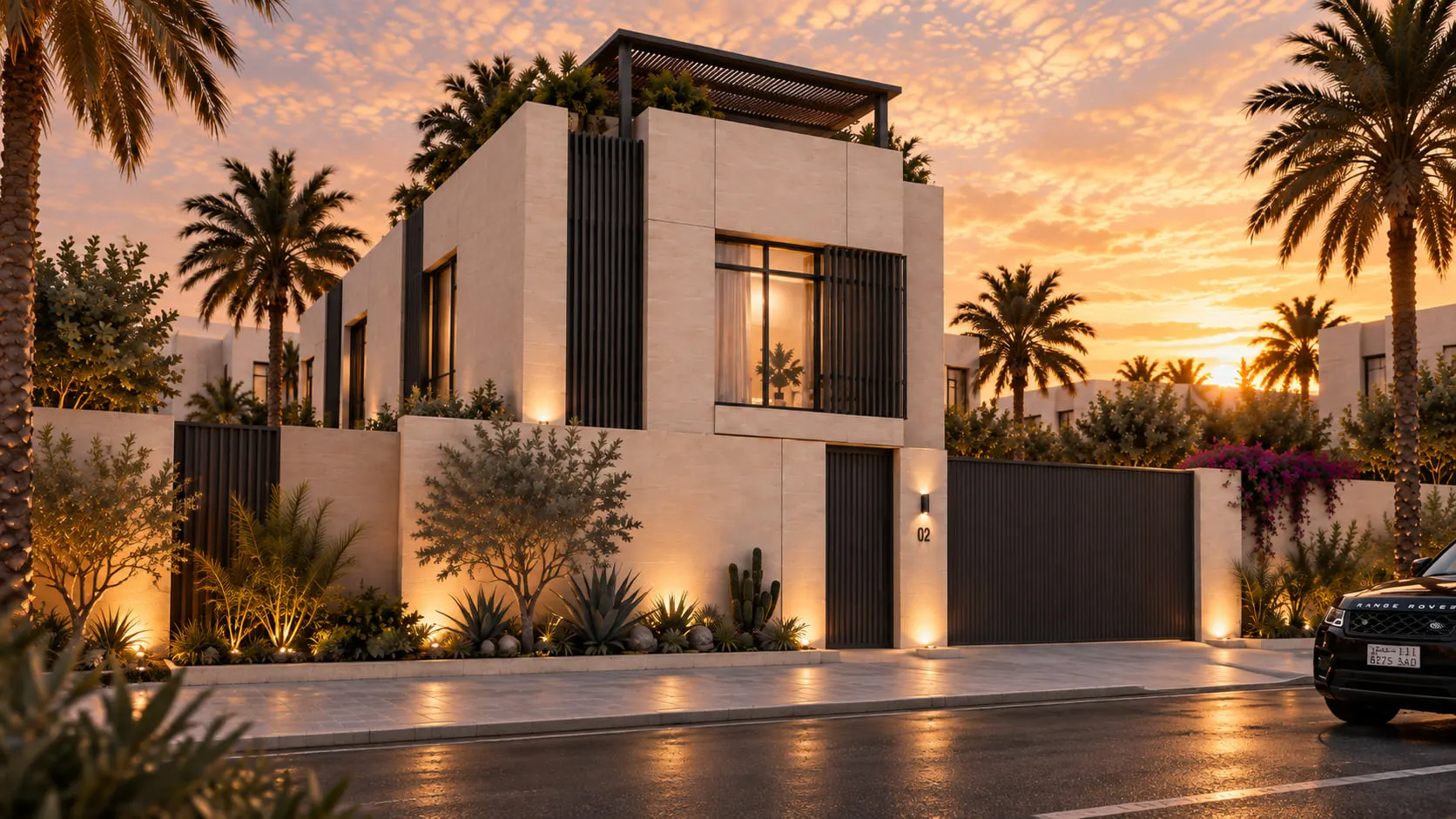 MIAS Residence villa at sunset